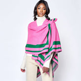 Pink Green Shoulder Ruana