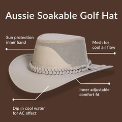 Aussie Soaker Golf Hat – Wide Brim Sun Hat for Men & Women (Sand Color)