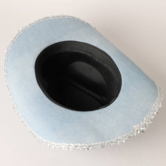 Denim Cowboy Hat with Sequin Trim – Western Style Cowgirl Hat