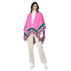 Pink Green Shoulder Ruana