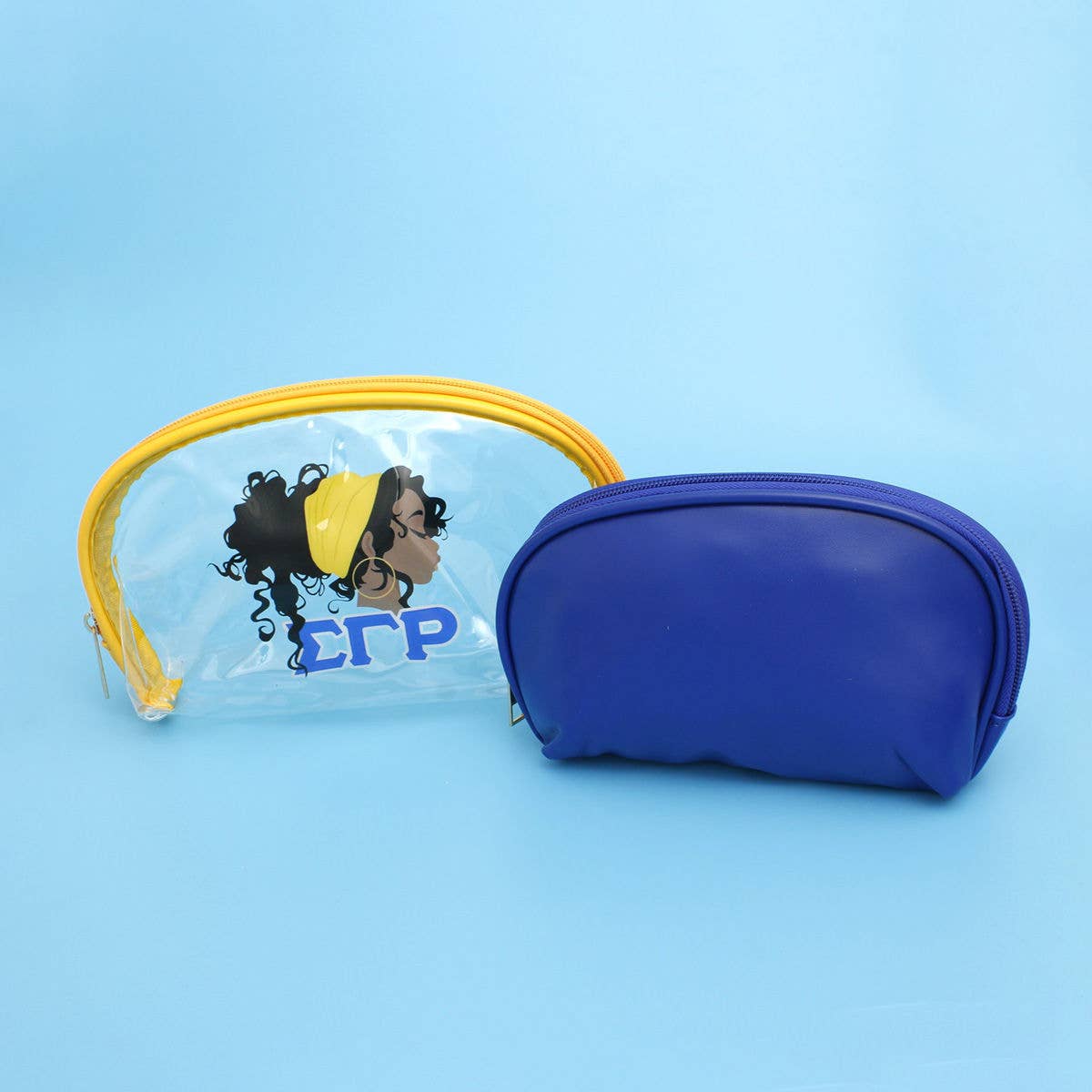 SGRHO Sorority Blue Yellow Cosmetic Pouch Set