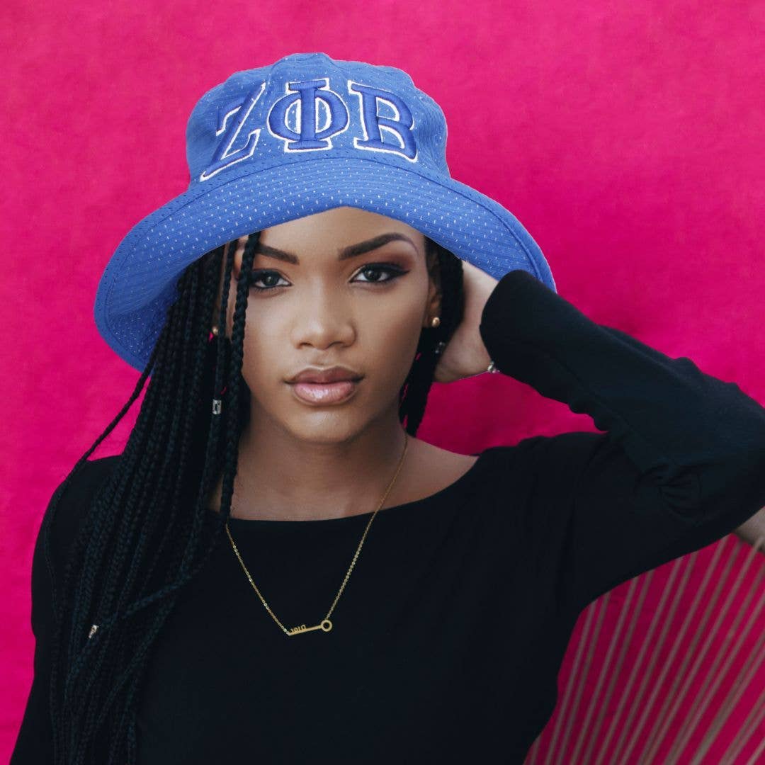 ZPB Sorority Bucket HatBlue Mesh Embroidered
