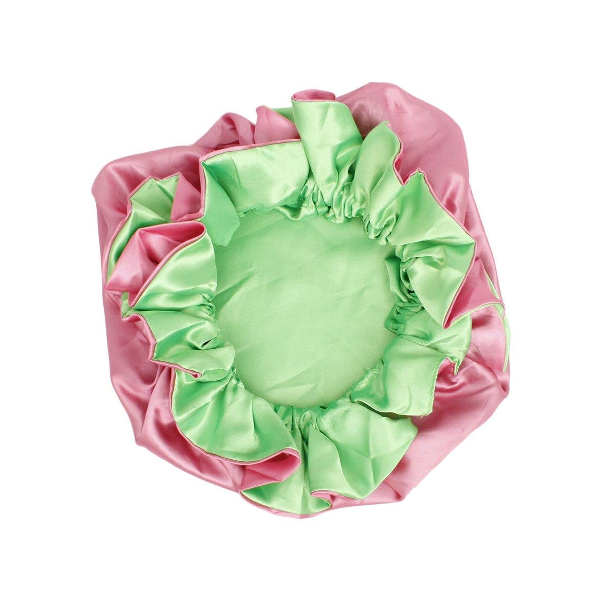 AKA Sorority Pink Green Satin Sleep Bonnet Cap