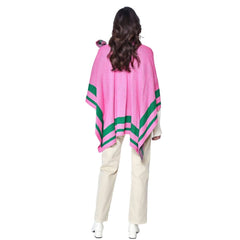 Pink Green Shoulder Ruana