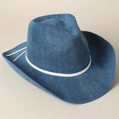 Washed Solid Denim Color Knitted Cowboy Adjustable Sun Hat