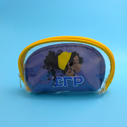 SGRHO Sorority Blue Yellow Cosmetic Pouch Set