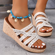 PU Leather Crisscross Wedge Sandals