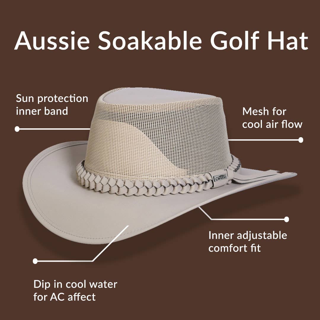 Aussie Soaker Golf Hat : Tan / Medium