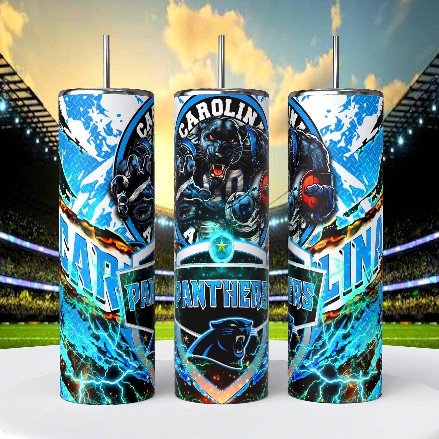 Carolina Panthers Skinny Tumbler • 20 oz Stainless Steel • Drinkware