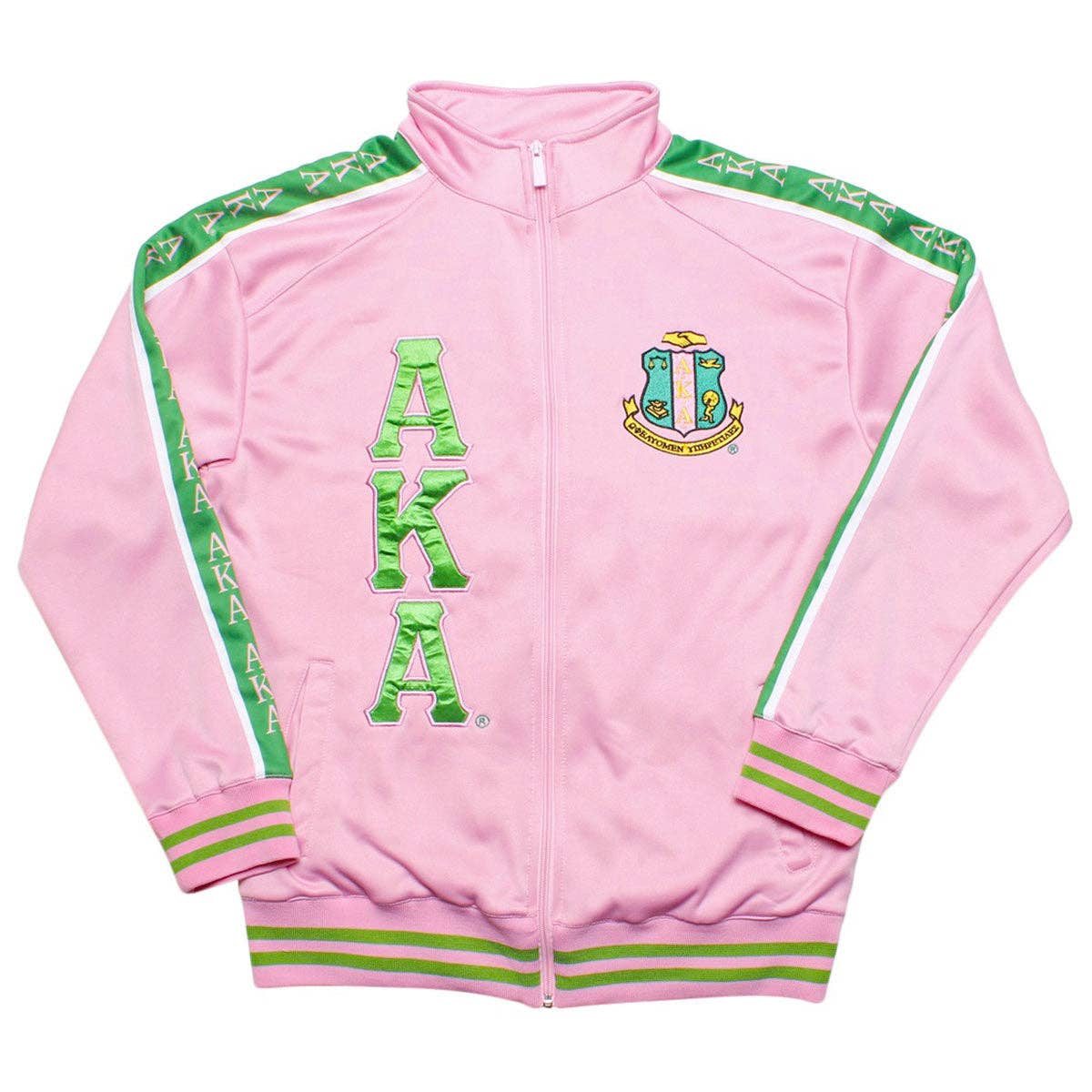 AKA Greek Apparel M Pink Zip Up Track Jacket