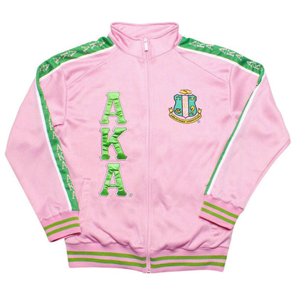 AKA Greek Apparel M Pink Zip Up Track Jacket