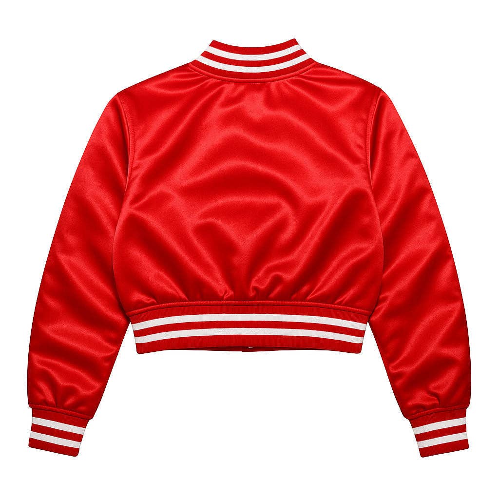 DST Greek Apparel XL Cropped Satin Varsity Jacket