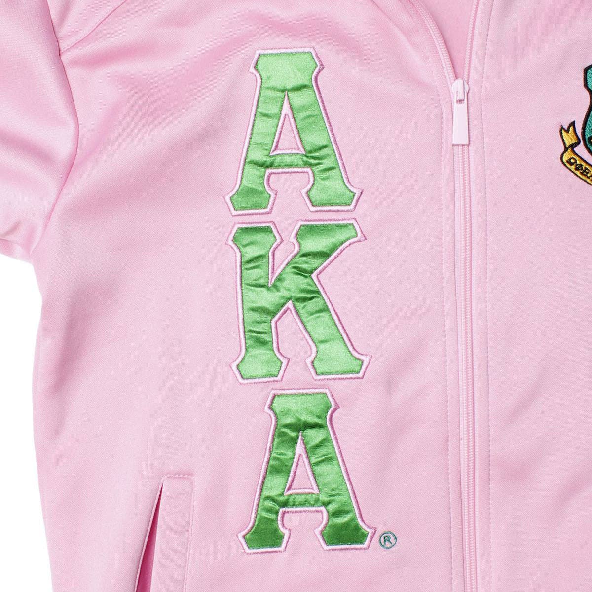 AKA Greek Apparel M Pink Zip Up Track Jacket