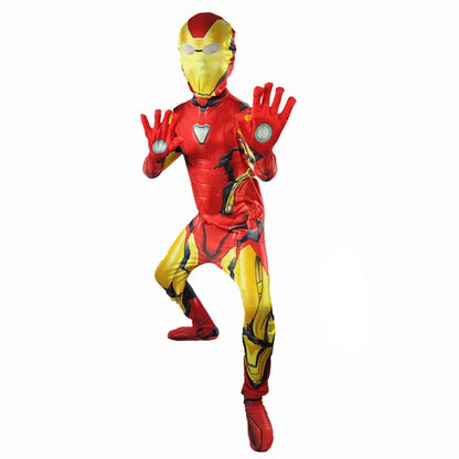 Kids Adult Iron Man Costume Bodysuit Spandex Halloween Spider man Cosplay Jumpsuit Suits 3D Style Dress Up