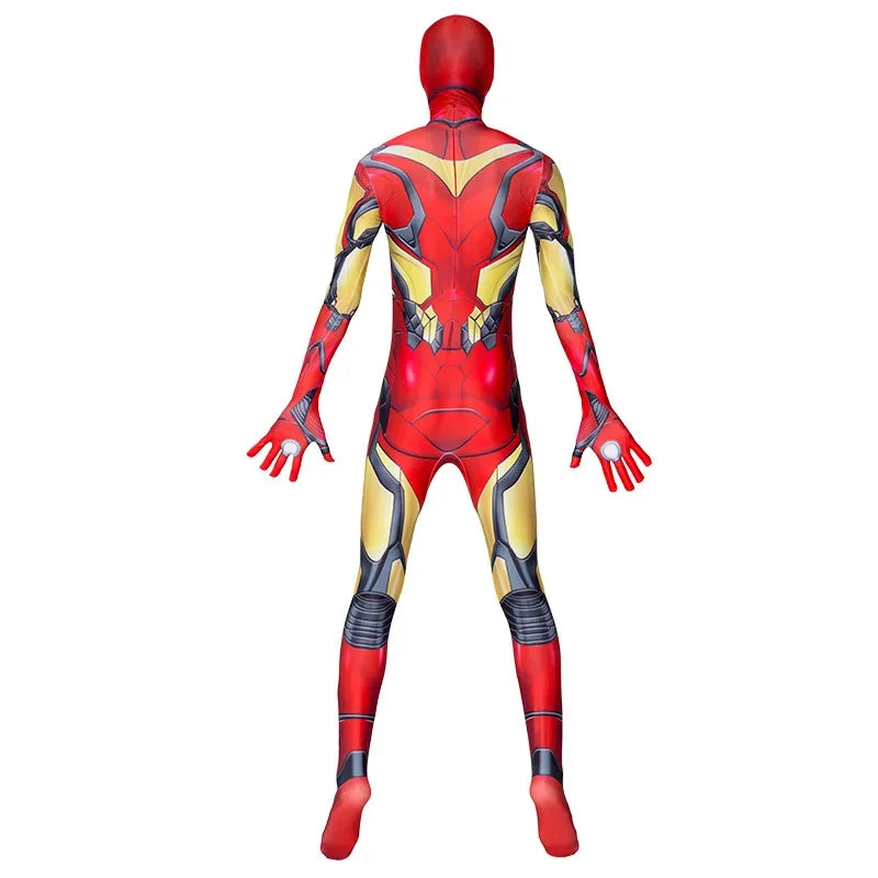 Kids Adult Iron Man Costume Bodysuit Spandex Halloween Spider man Cosplay Jumpsuit Suits 3D Style Dress Up