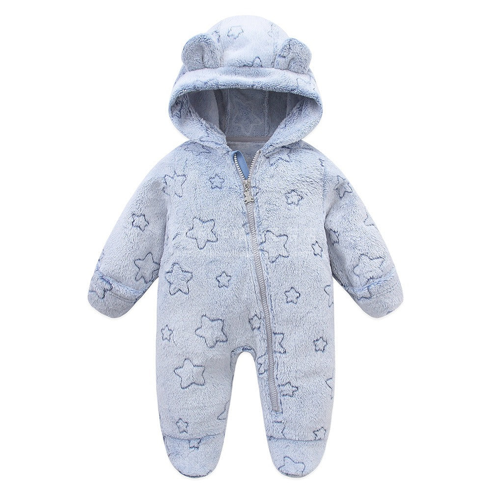 Baby cartoon hooded jumpsuit baby crawling suit