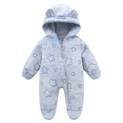 Baby cartoon hooded jumpsuit baby crawling suit