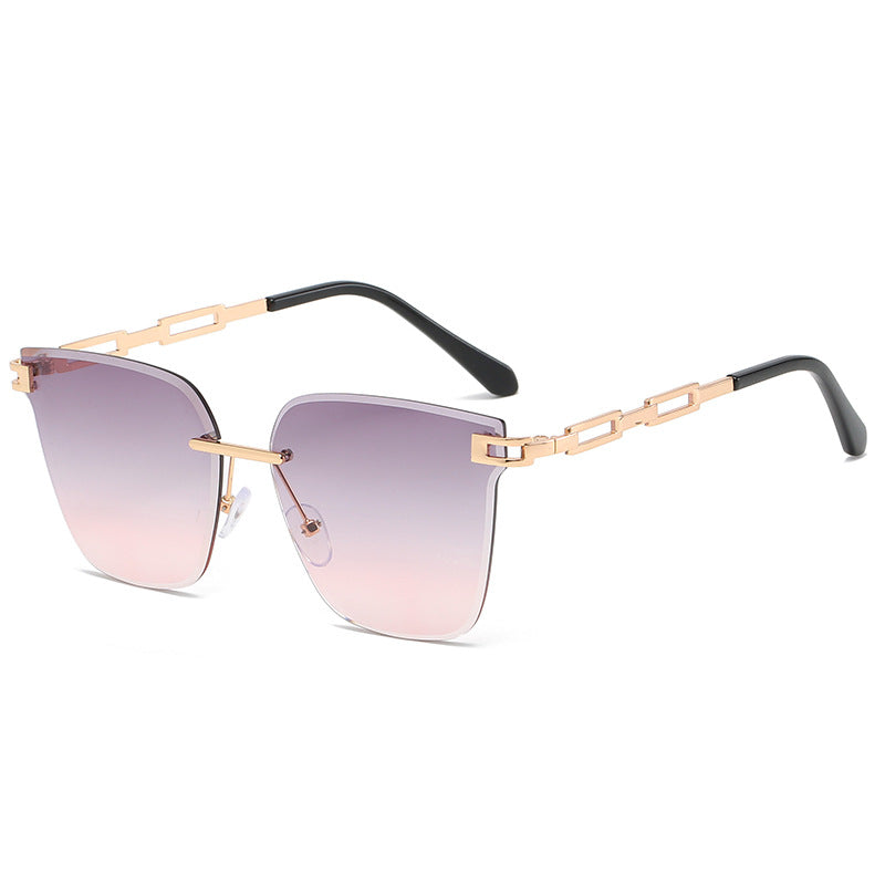 New Fashion Rimless Cut-Edge Sunglasses Men And Women Metal Hollow Gradient Sunglasses Marine Glasses