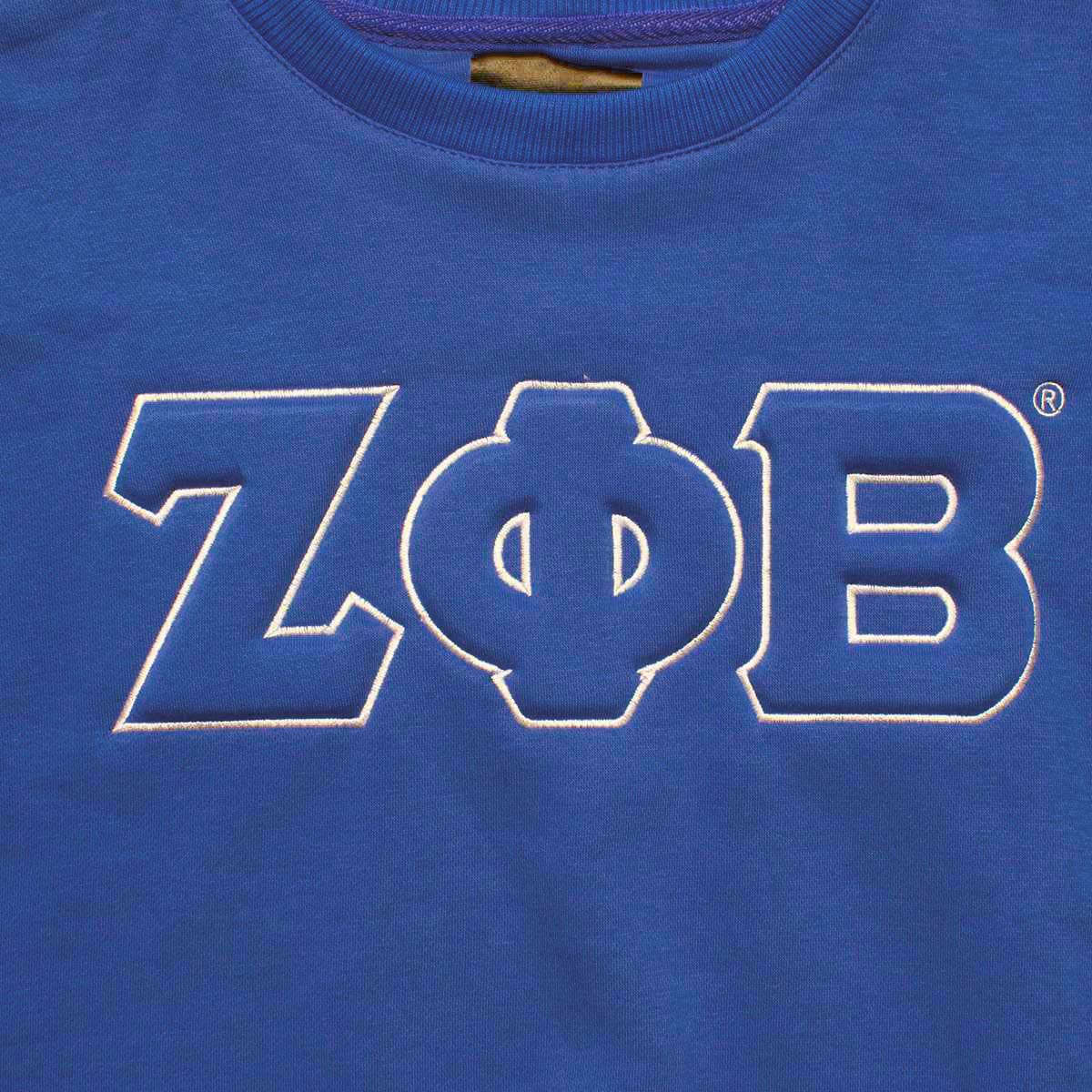 ZPB Greek Gear L Blue Embroidered Crew Sweatshirt
