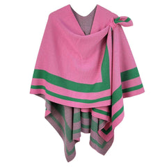 Pink Green Shoulder Ruana