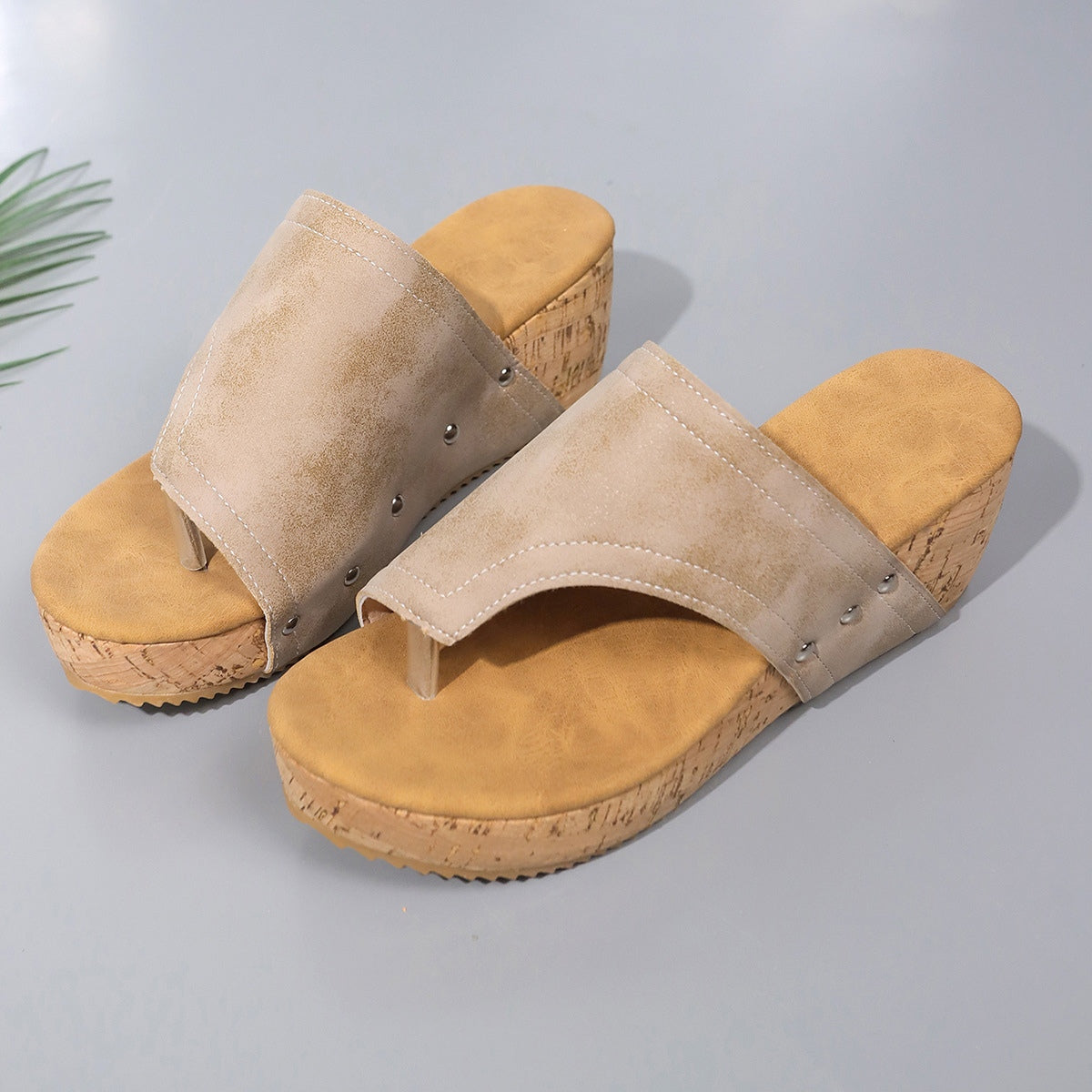 PU Leather Wedge Sandals