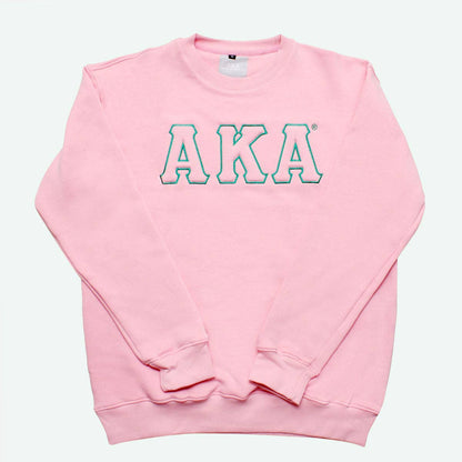 AKA Greek Gear M Pink Embroidered Crew Sweatshirt