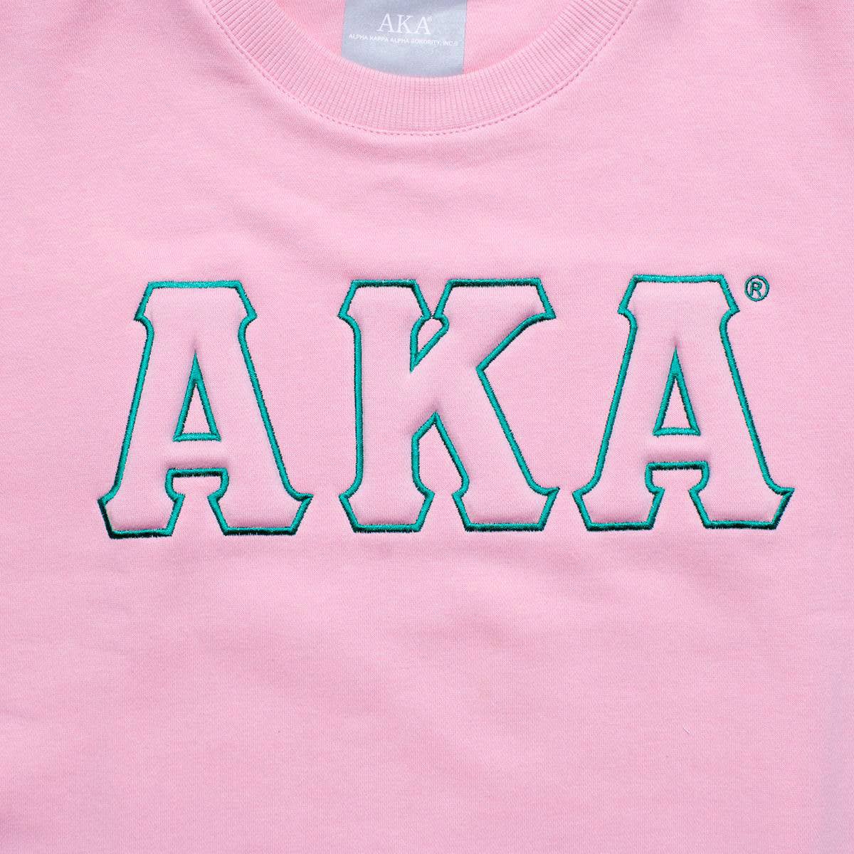 AKA Greek Gear M Pink Embroidered Crew Sweatshirt