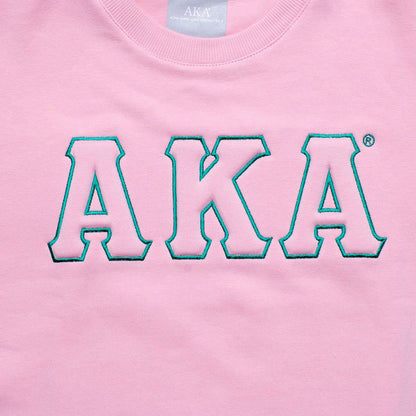 AKA Greek Gear M Pink Embroidered Crew Sweatshirt