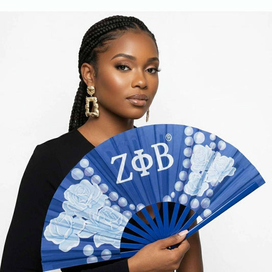 ZPB Sorority Large Floral Pearl Print Fabric Fan