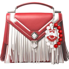 Red White Pearl Shield Keychain