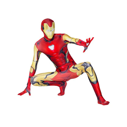 Kids Adult Iron Man Costume Bodysuit Spandex Halloween Spider man Cosplay Jumpsuit Suits 3D Style Dress Up