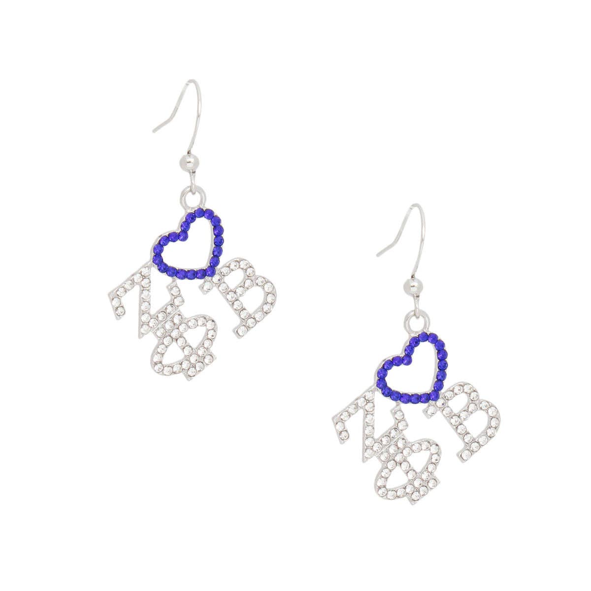 ZPB Greek Heartfelt Pride Bling Fish Hook Earrings