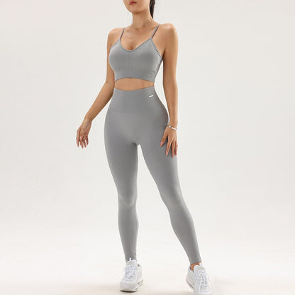 Women's sports fitness suit, tummy control, butt lift, sports yoga pants, high waist leggings, beautiful back bra, bra