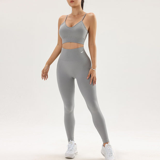 Women's sports fitness suit, tummy control, butt lift, sports yoga pants, high waist leggings, beautiful back bra, bra