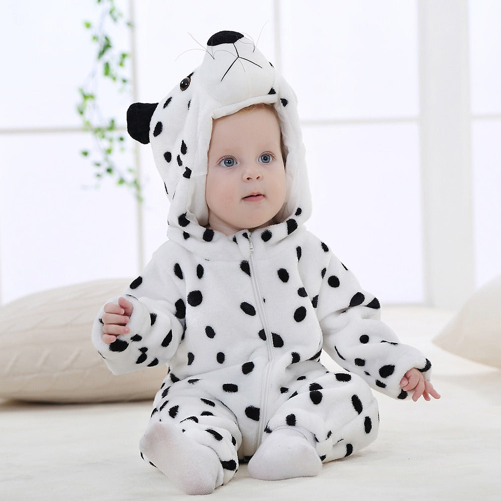 Flannel children's crawling clothes baby clothes long sleeved hoodie newborn cartoon jumpsuit