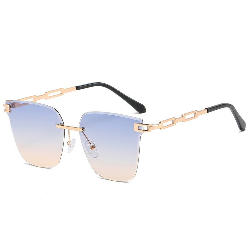 New Fashion Rimless Cut-Edge Sunglasses Men And Women Metal Hollow Gradient Sunglasses Marine Glasses