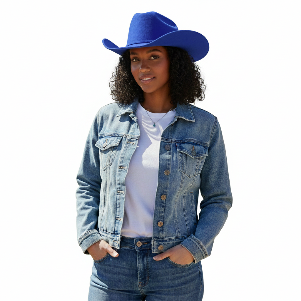 Cowboy Hat Royal Blue Pinched Cowgirl Fashion Hat