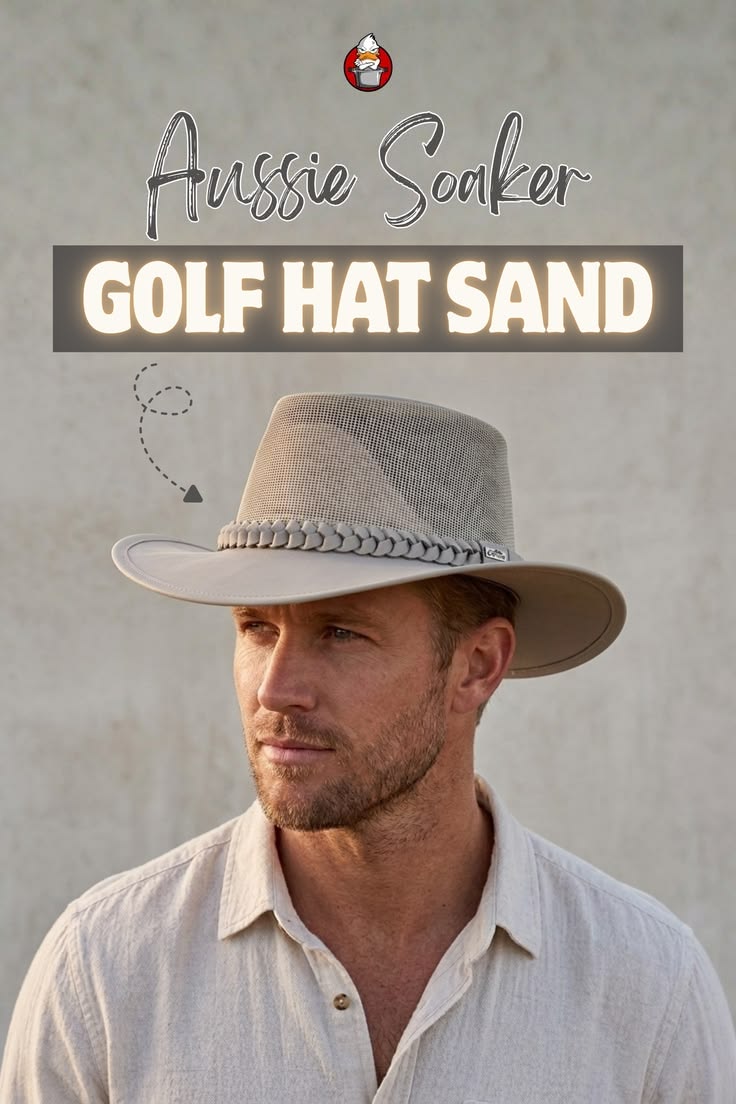Aussie Soaker Golf Hat – Wide Brim Sun Hat for Men & Women (Sand Color)