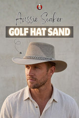 Aussie Soaker Golf Hat – Wide Brim Sun Hat for Men & Women (Sand Color)