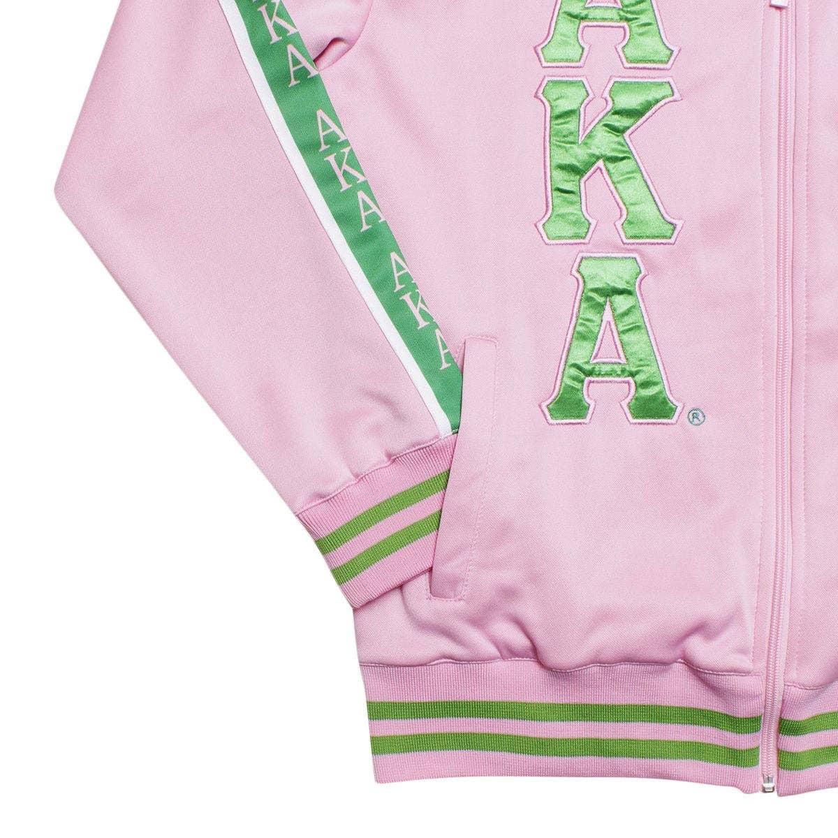 AKA Greek Apparel M Pink Zip Up Track Jacket