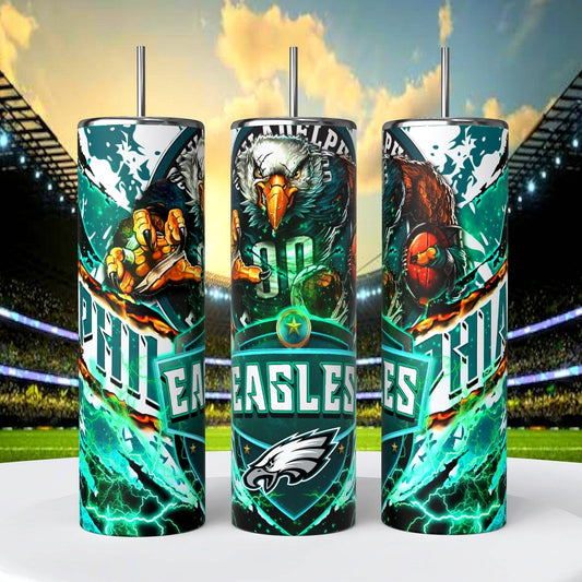 Philadelphia Eagles Skinny Tumbler • 20 oz Stainless Steel • Drinkware
