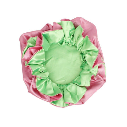 AKA Sorority Pink Green Satin Sleep Bonnet Cap