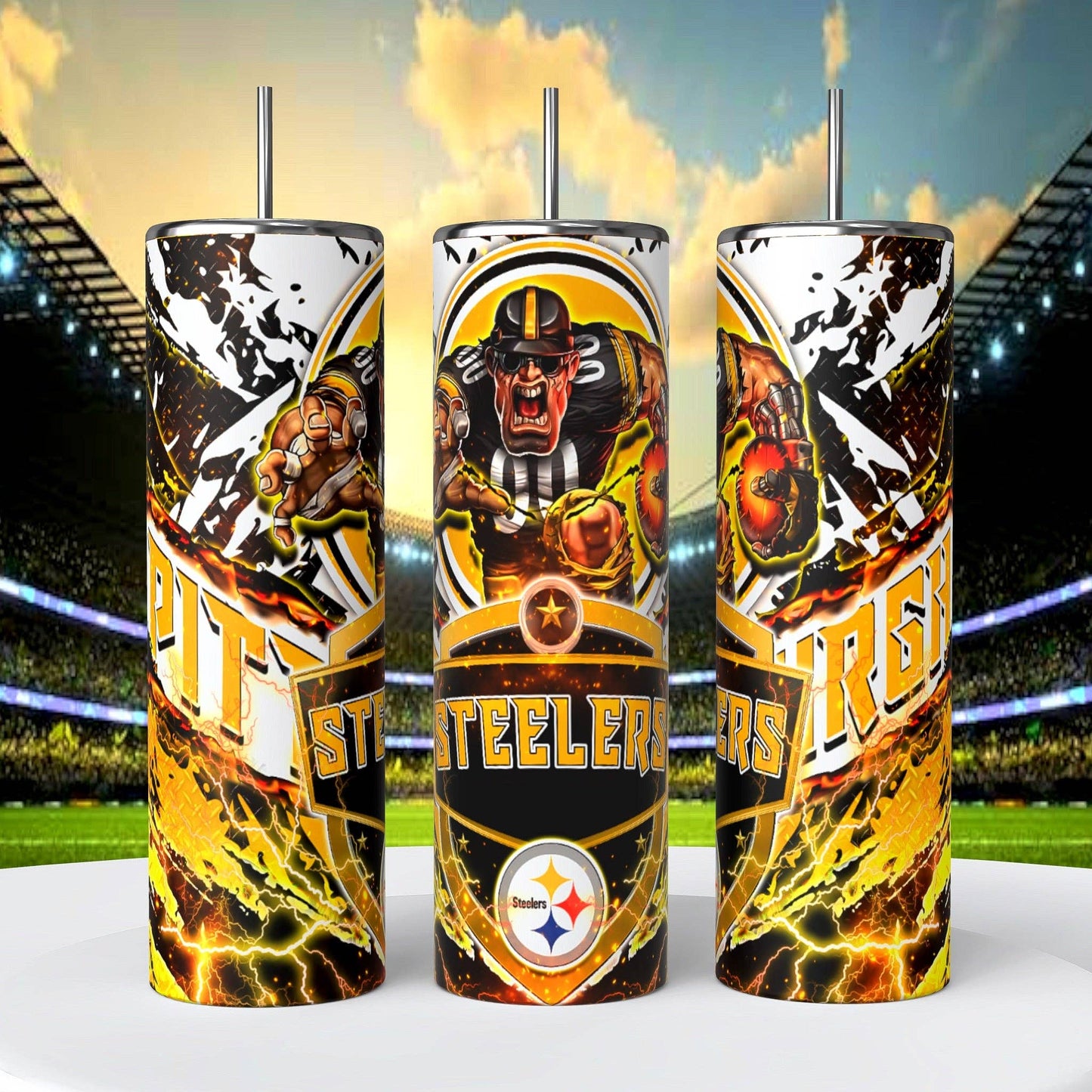 Pittsburgh Steelers Skinny Tumbler • 20 oz Stainless Steel • Drinkware