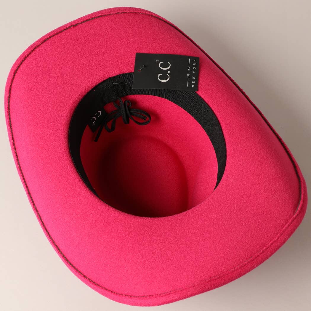 Vegan Felt Southwest Pattern Belt Cowboy Hat