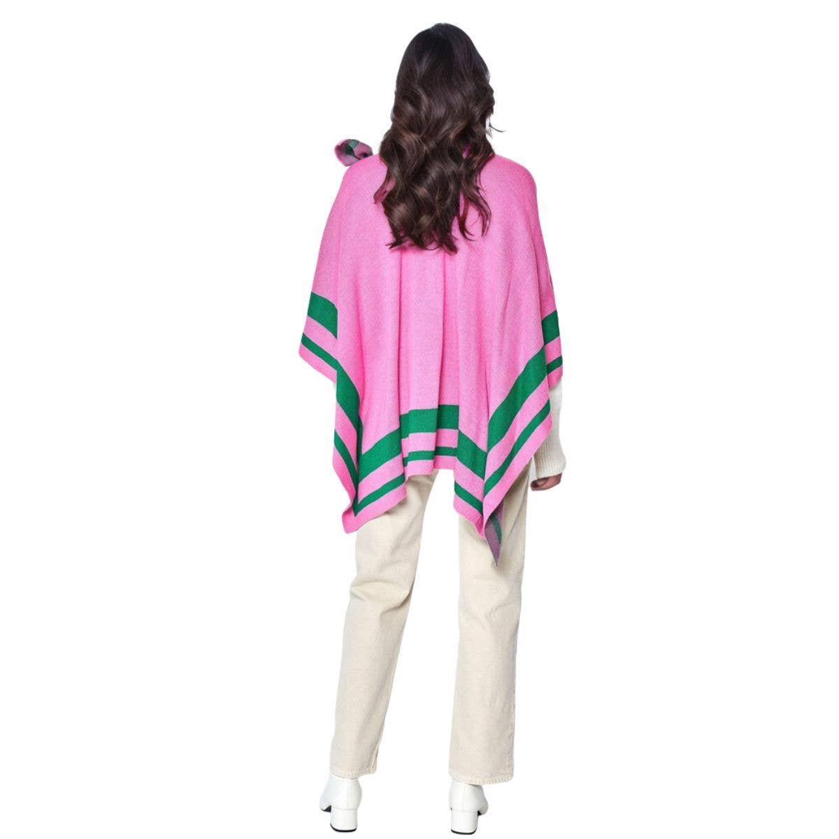 Pink Green Shoulder Ruana