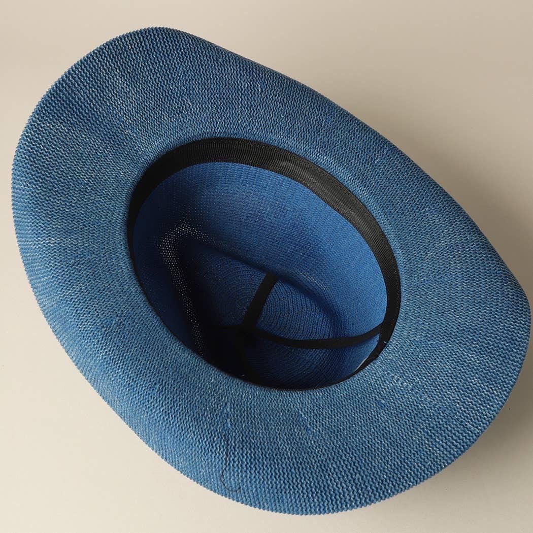 Washed Solid Denim Color Knitted Cowboy Adjustable Sun Hat