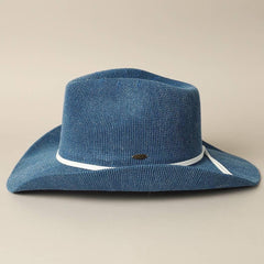 Washed Solid Denim Color Knitted Cowboy Adjustable Sun Hat