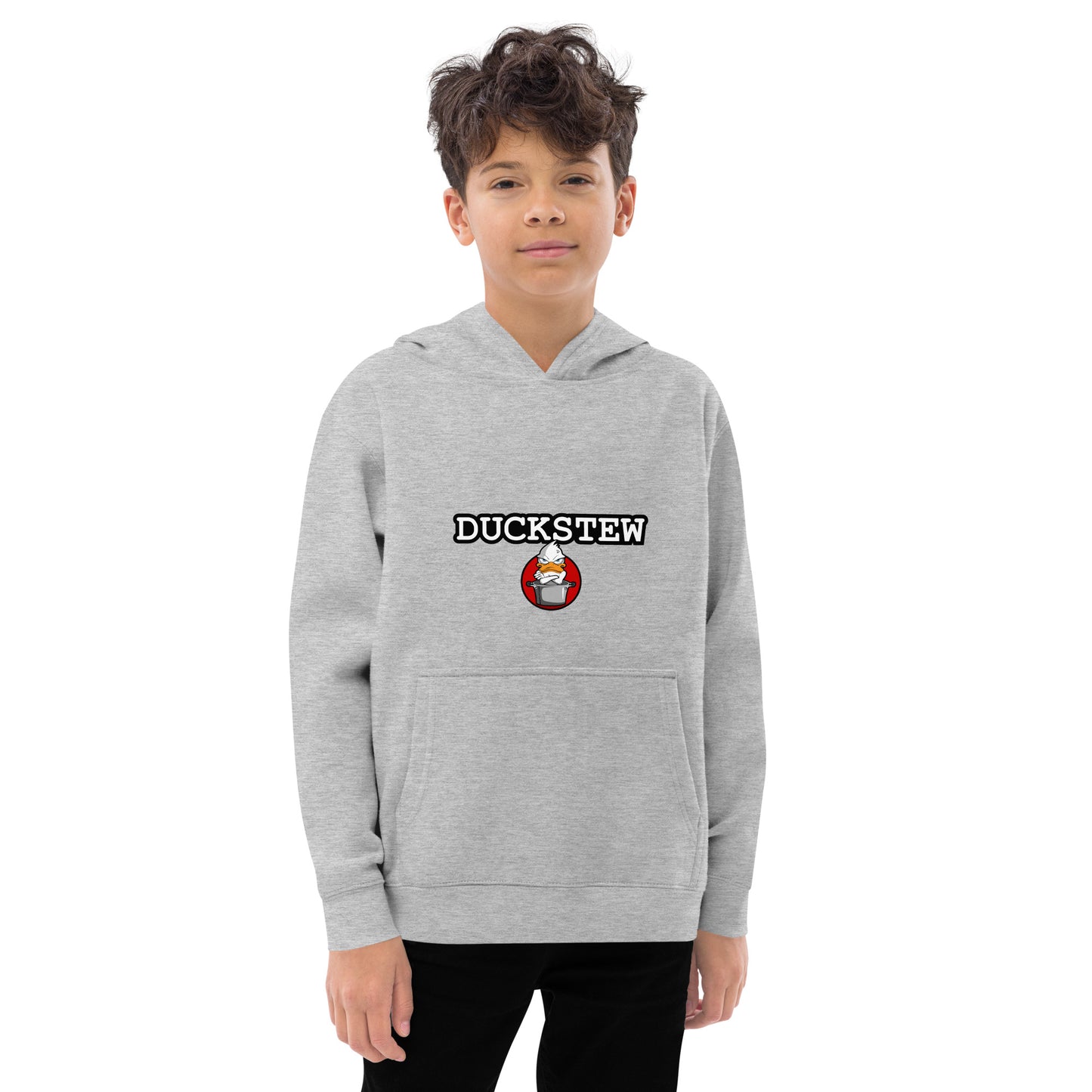 Kids fleece hoodie duckstew and logo