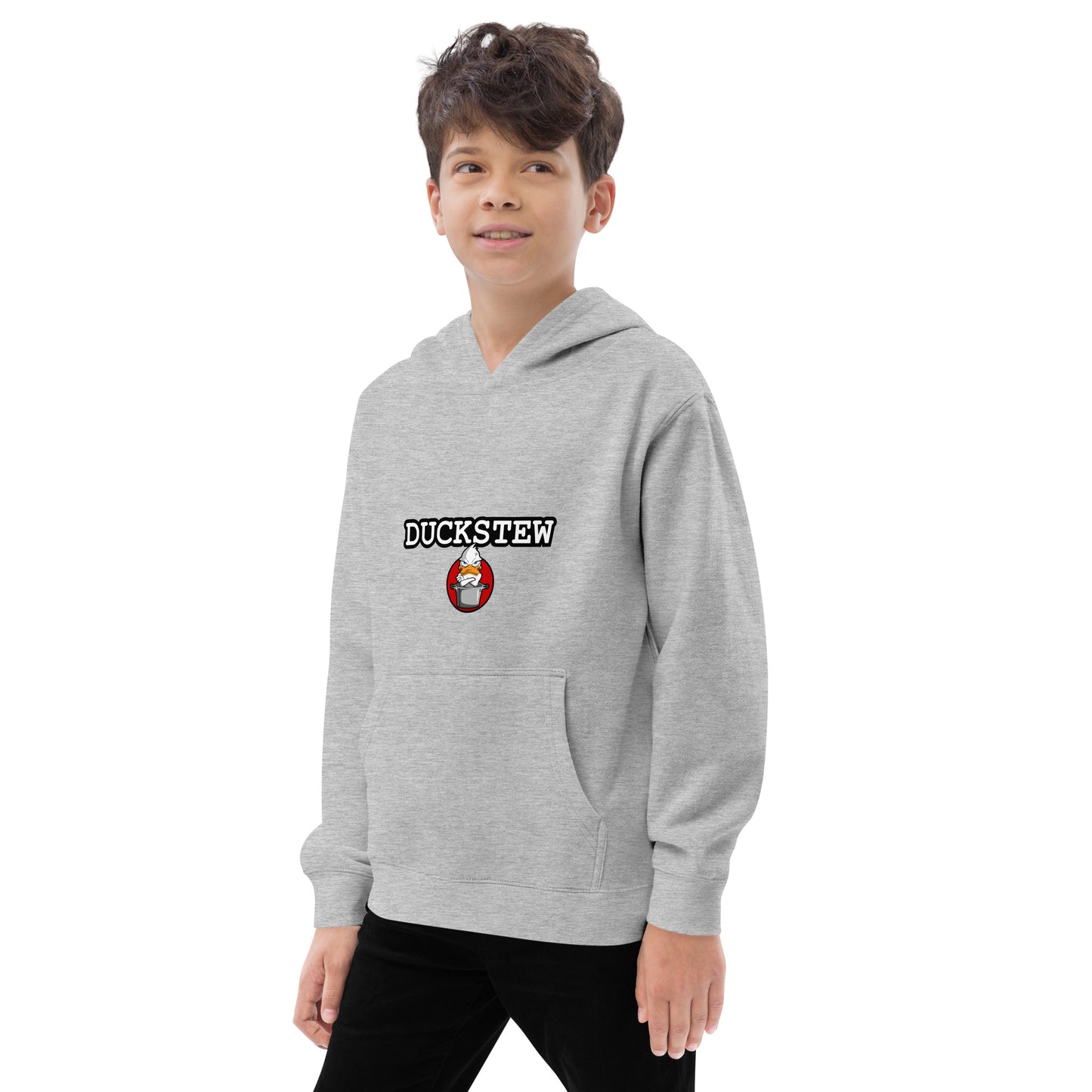 Kids fleece hoodie duckstew and logo