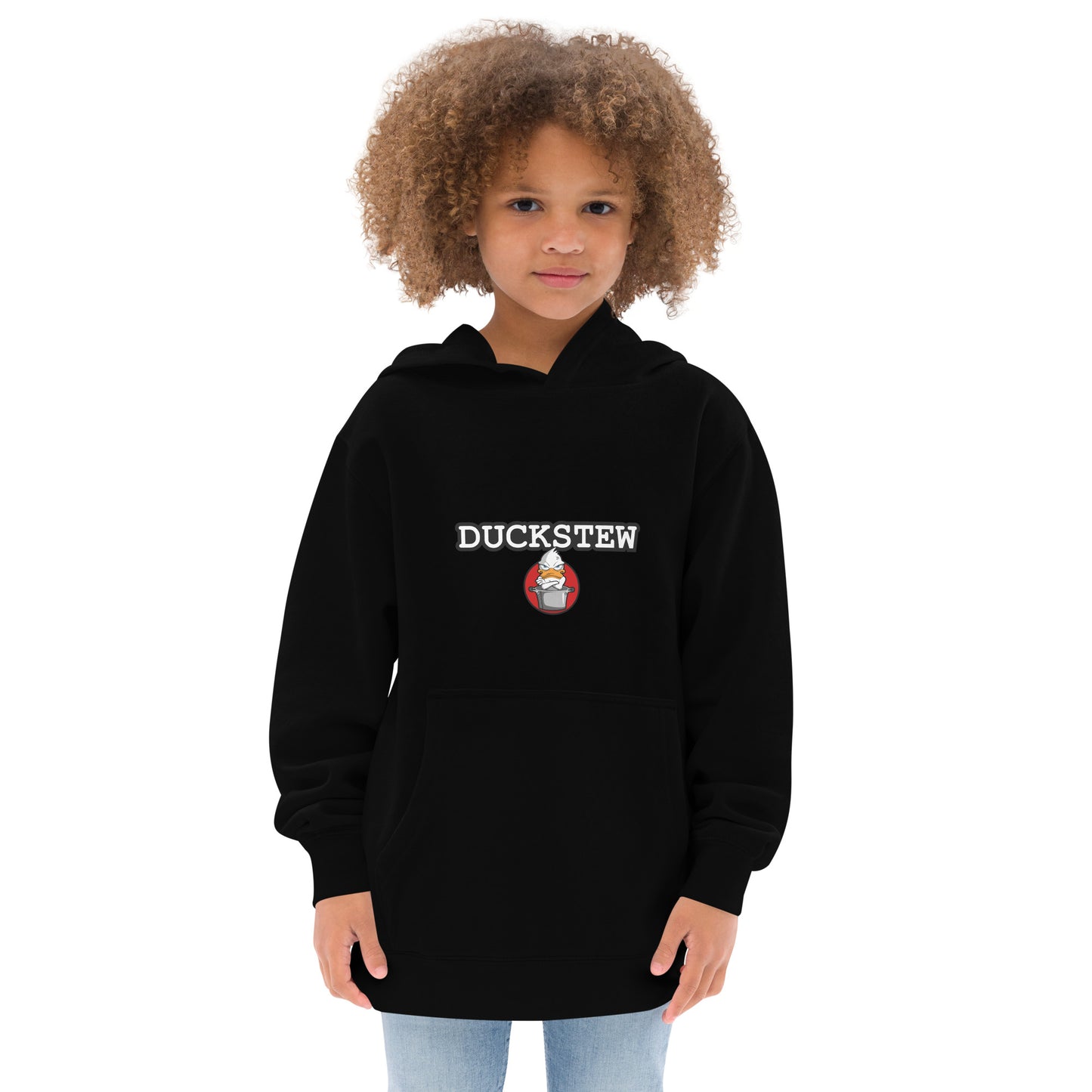 Kids fleece hoodie duckstew and logo